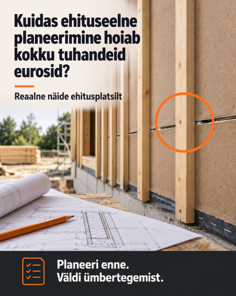 Kuidas ehituseelne planeerimine hoiab kokku tuhandeid eurosid? Reaalne näide ehitusplatsilt